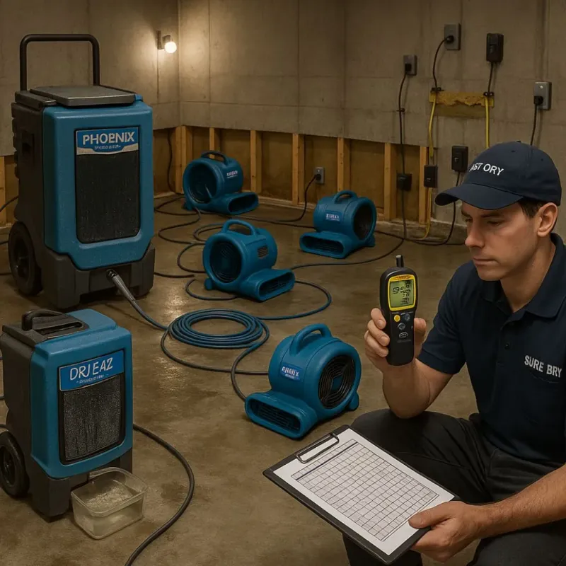 Structural Drying and Dehumidification process in Cromwell, CT
